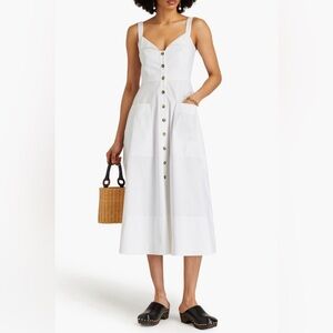 SALONI Fara stretch-cotton sateen midi dress